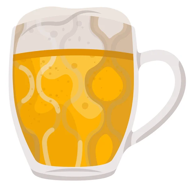 Una Jarra Llena Cerveza Bebida Espumosa Estilo Dibujos Animados — Vector de stock