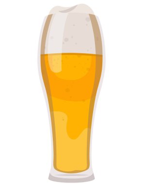 Çizgi film tarzında bir bardak bira. Beyaz arkaplanda tek bir nesne izole edildi.