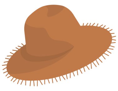 Beyaz arka planda izole edilmiş kadın şapkası. Çizgi film tarzında yaz başlığı.