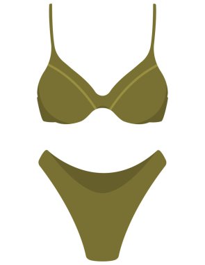 Klasik iki parçalı mayo. Çizgi film tarzında plaj kıyafeti.