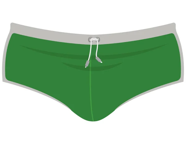 Green Swimming Trunks Beachwear Cartoon Style — Stock Vector