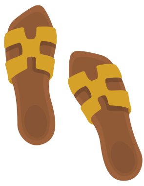 Beyaz arka planda izole kadın sandaletleri. Çizgi film tarzında yaz ayakkabıları.