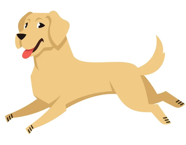 Correr Labrador Vista Lateral Linda Mascota Estilo Dibujos Animados — Vector de stock