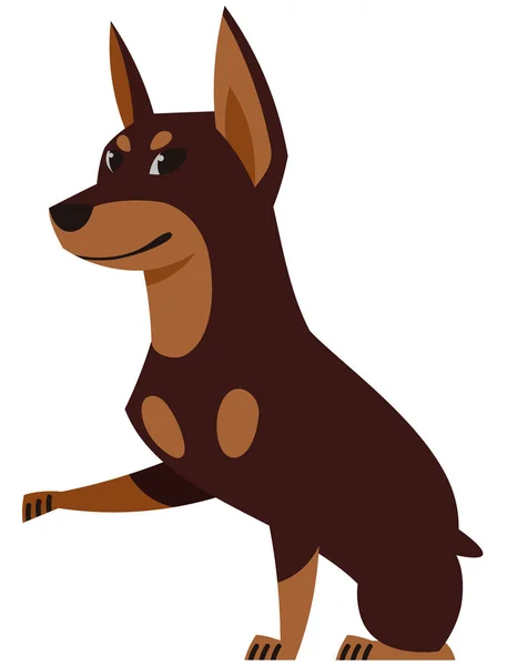 Doberman Dar Pata Bonito Animal Estimação Estilo Dos Desenhos Animados — Vetor de Stock