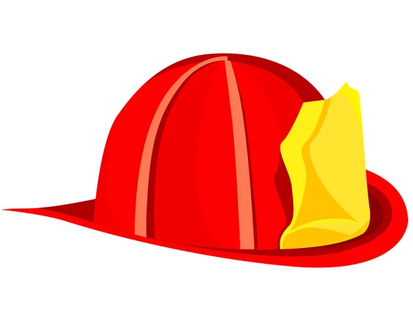 Brandmanshjälm Isolerad Vit Bakgrund Röd Brandman Hatt Tecknad Stil — Stock vektor