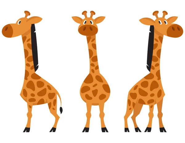 Giraffe Different Poses African Animal Cartoon Style — Stock Vector