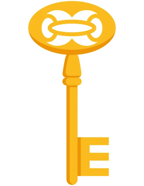 Χρυσό Αντικέ Κλειδί Vintage Κλειδί Στυλ Κινουμένων Σχεδίων — Διανυσματικό Αρχείο