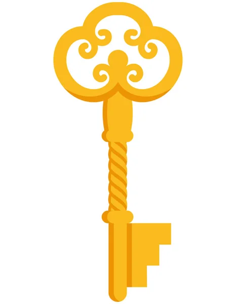 Goldener Jahrgangsschlüssel Antike Schlüssel Cartoon Stil — Stockvektor