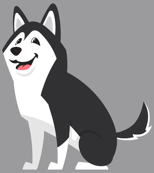 Vue Latérale Husky Sibérien Assis Mignon Animal Compagnie Dans Style — Image vectorielle