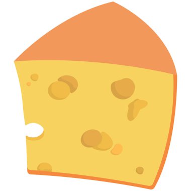 Sızdıran peynir parçası. Çizgi film tarzında süt ürünü.