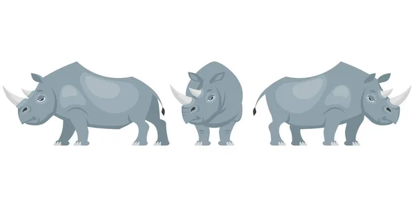 Rhinoceros in different poses. — Stock Vector