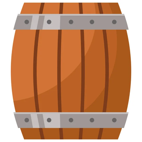 Wooden barrel in cartoon style. — Stock Vector