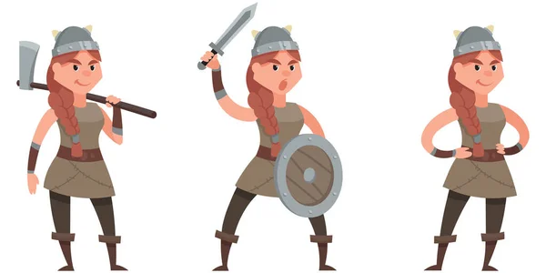 Viking in different poses. — Stock Vector