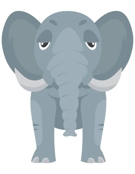 Standing elephant front view. — Stock Vector