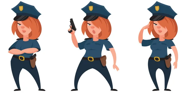 Policial feminina em poses diferentes . —  Vetores de Stock