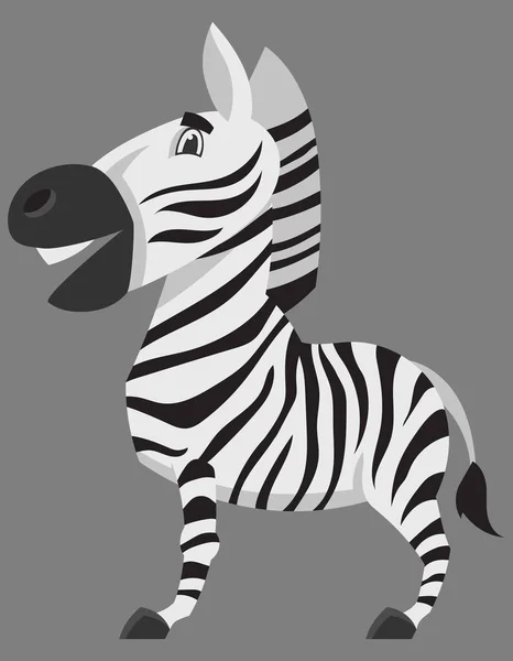 Standing Zebra Side View African Animal Cartoon Style — Stock Vector