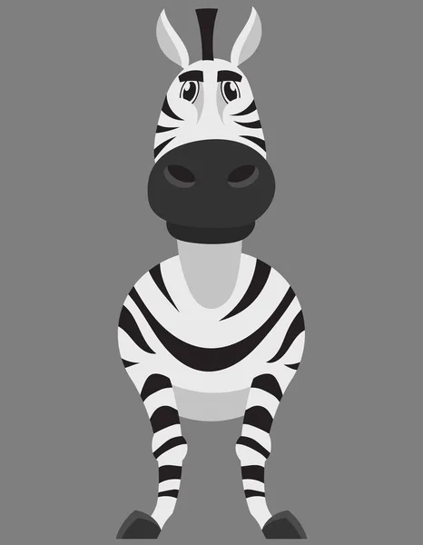 Vista Frontale Piedi Zebra Animale Africano Stile Cartone Animato — Vettoriale Stock