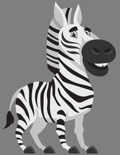 Piedi Zebra Tre Quarti Vista Animale Africano Stile Cartone Animato — Vettoriale Stock