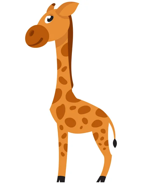Стоячий Жираф Вид Сбоку Африканское Животное Мультяшном Стиле — стоковый вектор