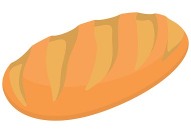 Beyaz arka planda izole edilmiş taze ekmek. Çizgi film tarzında fırın ürünleri.