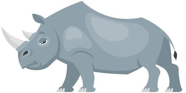 Rhinocéros Debout Vue Côté Animal Africain Dans Style Dessin Animé — Image vectorielle