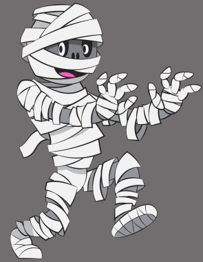 Çizgi film tarzında yürüyen mumya..