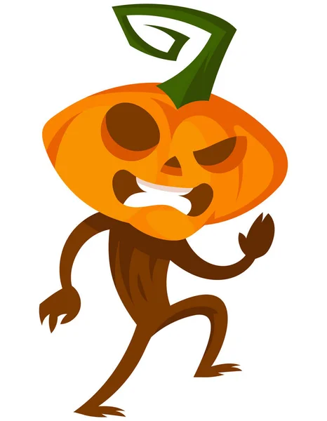 Monstruo cabeza de calabaza corriendo. — Vector de stock