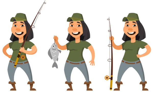 Pescador en diferentes poses. — Archivo Imágenes Vectoriales