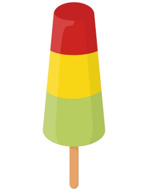 Üç çeşnili dondurma. Çizgi film tarzında yaz tatlısı..