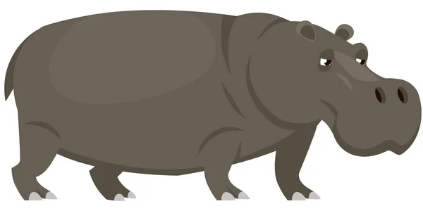 Standing Hippopotamus Three Quarter View African Animal Cartoon Style — Stock Vector