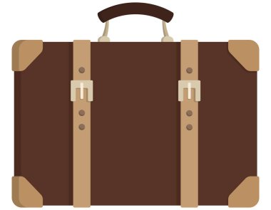 Klasik deri bavul. Çizgi film tarzında seyahat çantası.