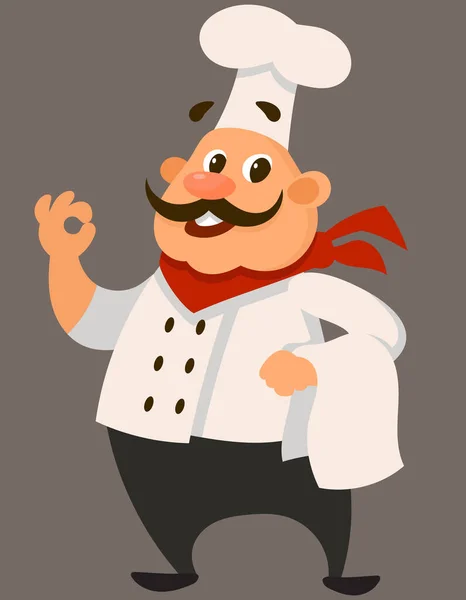 Vista Frontale Sullo Chef Piedi Personaggio Maschile Stile Cartone Animato — Vettoriale Stock
