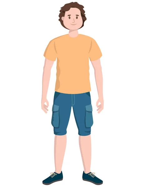 Standing Man Front View Smiling Male Character — Stock Vector