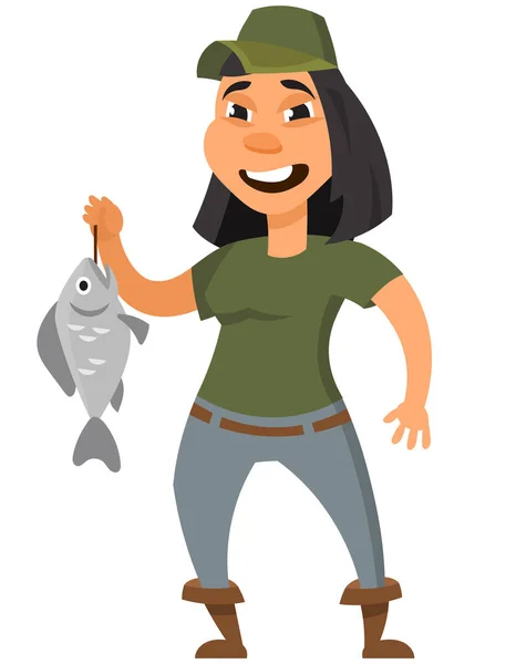 Fischer mit Fang. — Stockvektor