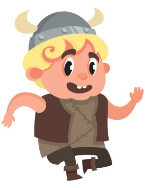  Koşan bebek Viking. Çizgi film tarzında sevimli bir karakter..