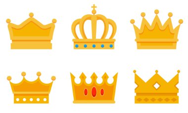 Bir dizi altın taç. Kralın güzel sembolleri.