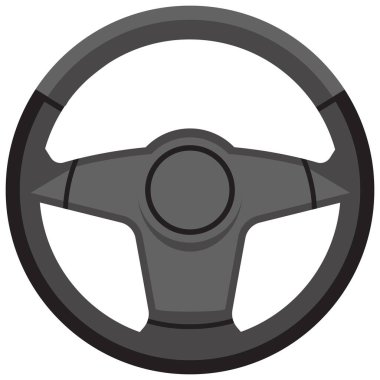  Siyah direksiyon. Düz stil araba parçası.