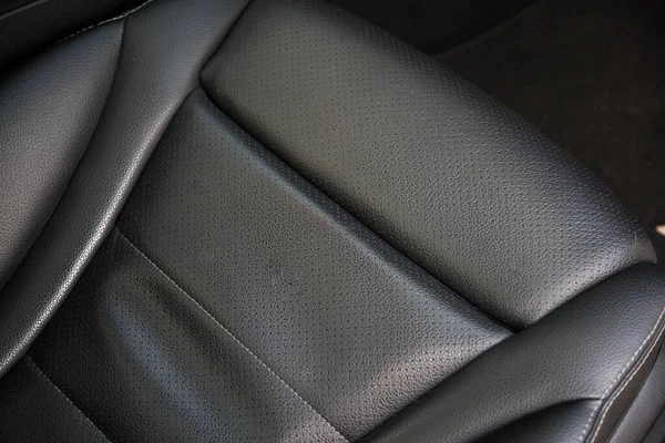 Primer Plano Asiento Coche Cuero Negro — Foto de Stock