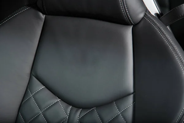 Primer Plano Asiento Coche Cuero Negro — Foto de Stock