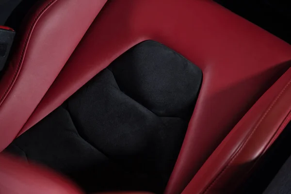 Doble Tono Rojo Negro Asiento Coche Cuero — Foto de Stock