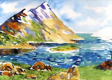 Suluboya Sketch ile elle çizilmiş deniz pelerini