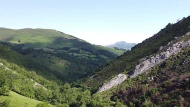 İspanya 'nın kuzeyindeki keskin dağların arasında yeşil vadi yağmur ormanları var.