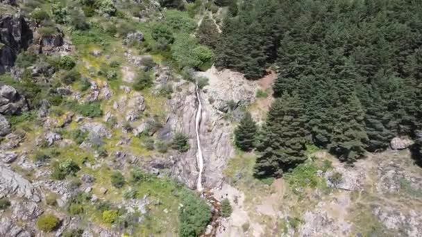 Waterval Stroomt Het Wilde Regenwoud Drone View Bergwaterval Luchtlandschap Stroomt — Stockvideo
