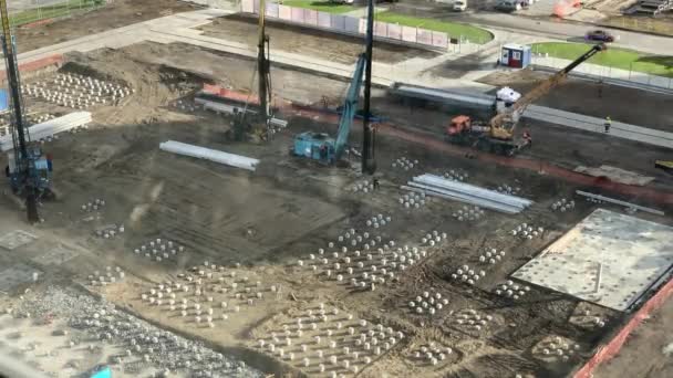 Conducir la preparación de la pila en el sitio de construcción. Cronograma — Vídeos de Stock