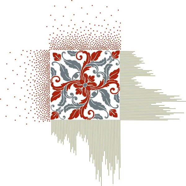 Изолированный Этнический Цветочный Орнамент Motif Дизайн Шаблон — стоковое фото