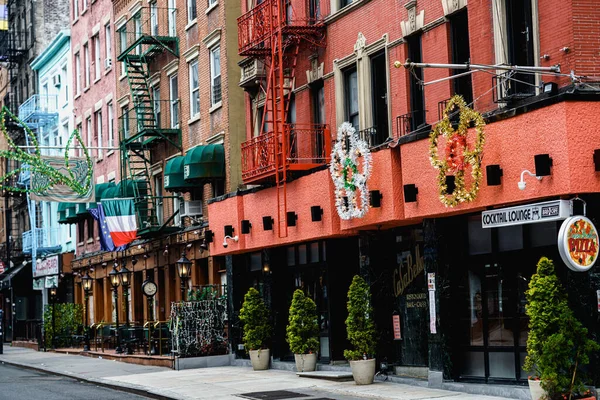 Ruas Nova Iorque Detalhes Vista Rua Manhattan Edifícios Altos Arranha — Fotografia de Stock