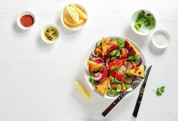 Fetter Salat Für Eine Person Blick Von Oben Platz Für — Stockfoto