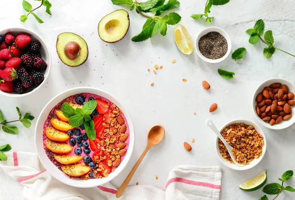 Turmix Tál Összetevők Egészséges Vegán Egyszerű Főzés Recept Fogalom Felülnézet — Stock Fotó