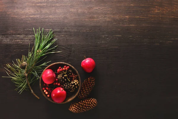 Natale Vacanze Invernali Biglietto Auguri Mock Composizione Laica Piatta Vista — Foto Stock