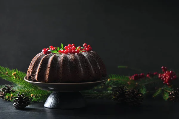 Рождественский домашний шоколадный торт — стоковое фото